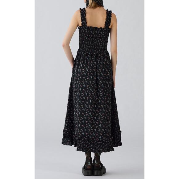 Rokh x GU (Uniqlo) Smocking Camisole Ruffle Dress in Black Floral - Picture 3 of 12